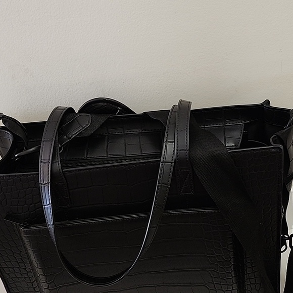 BÉIS 'The Large Work Tote' in Black Croc Large Laptop Bag - Picture 6 of 16